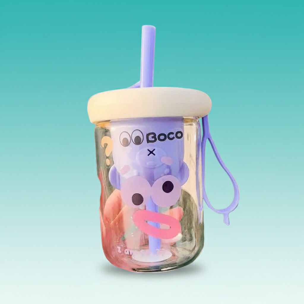 Boco Glass Infuser Bottle With Straw 480ML by Gifthubmart
