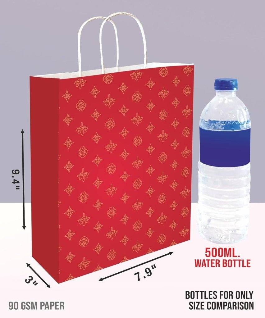Brown Printed Paper Bag by Gifthubmart