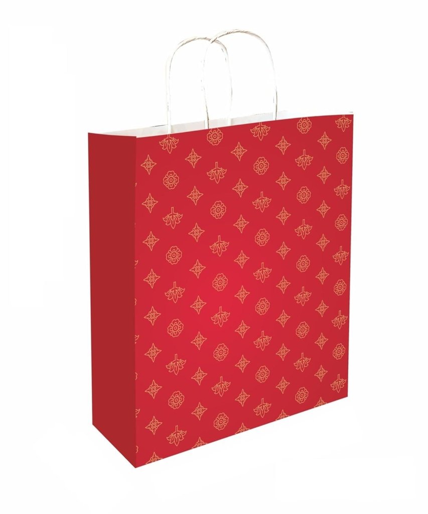 Brown Printed Paper Bag by Gifthubmart