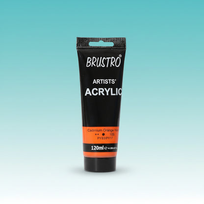 Brustro Artists Acrylic Tube Cadmium Orange Hue 120ml by Gifthubmart