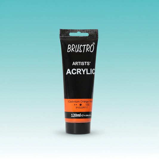 Brustro Artists Acrylic Tube Cadmium Orange Hue 120ml by Gifthubmart