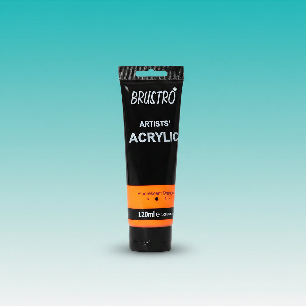 Brustro Artists Acrylic Tube Fluorescent Orange 120ml by Gifthubmart