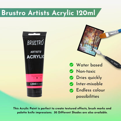 Brustro Artists Acrylic Tube Fluorescent Pink 120ml by Gifthubmart