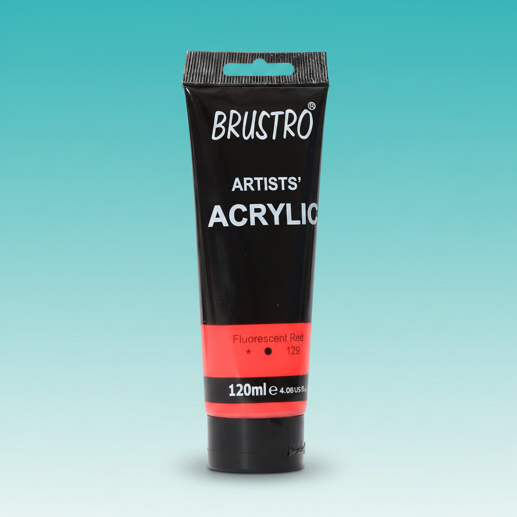 Brustro Artists Acrylic Tube Fluorescent Red 120ml by Gifthubmart