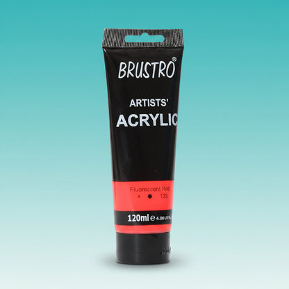 Brustro Artists Acrylic Tube Fluorescent Red 120ml by Gifthubmart