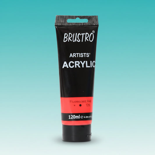 Brustro Artists Acrylic Tube Fluorescent Red 120ml by Gifthubmart