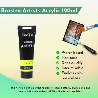 Brustro Artists Acrylic Tube Fluorescent Yellow 120ml by Gifthubmart