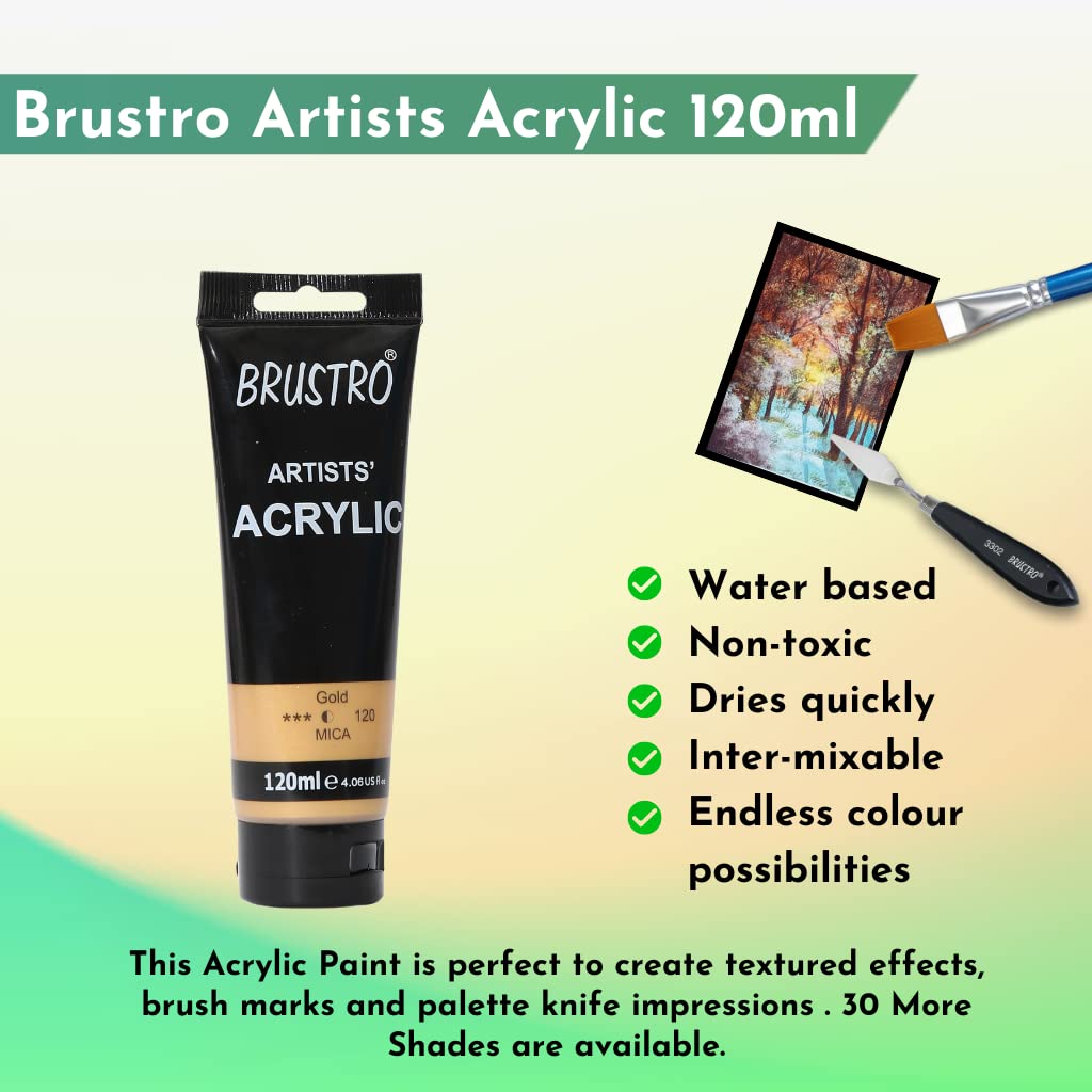 Brustro Artists Acrylic Tube Gold MICA 120ml by Gifthubmart