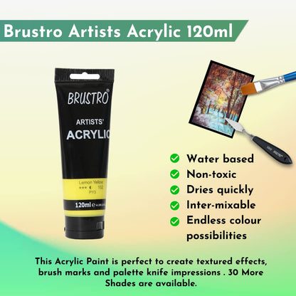 Brustro Artists Acrylic Tube Lemon Yellow 120ml by Gifthubmart