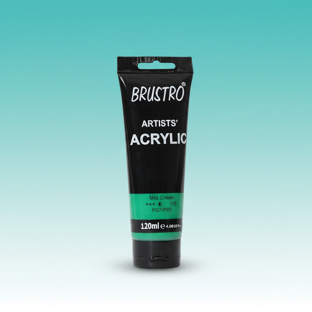 Brustro Artists Acrylic Tube Mid Green 120ml by Gifthubmart