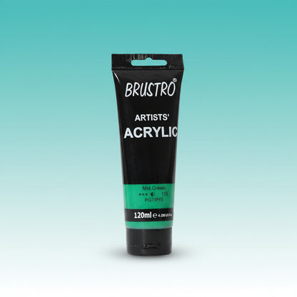 Brustro Artists Acrylic Tube Mid Green 120ml by Gifthubmart
