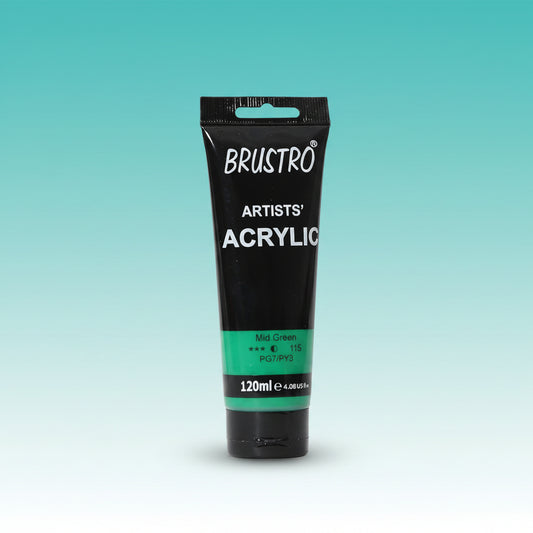 Brustro Artists Acrylic Tube Mid Green 120ml by Gifthubmart