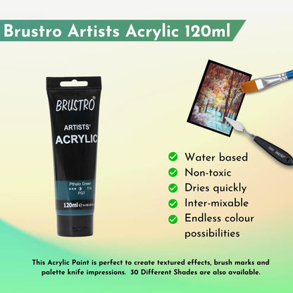 Brustro Artists Acrylic Tube Pthalo Green 120ml by Gifthubmart