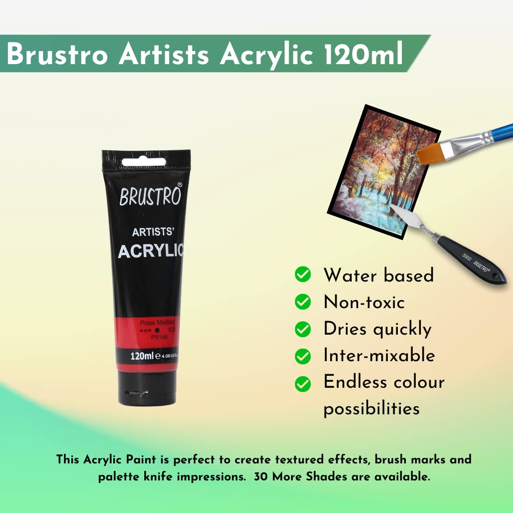 Brustro Artists Acrylic Tube Rose Madder 120ml by Gifthubmart