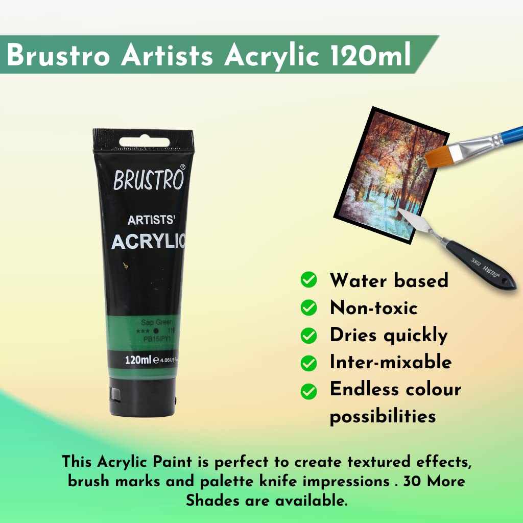 Brustro Artists Acrylic Tube Sap Green 120ml by Gifthubmart