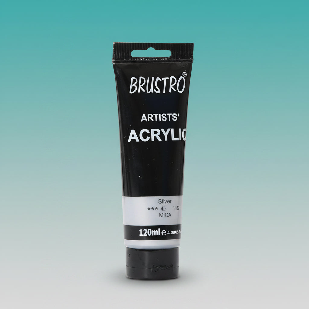 Brustro Artists Acrylic Tube Silver MICA 120ml by Gifthubmart