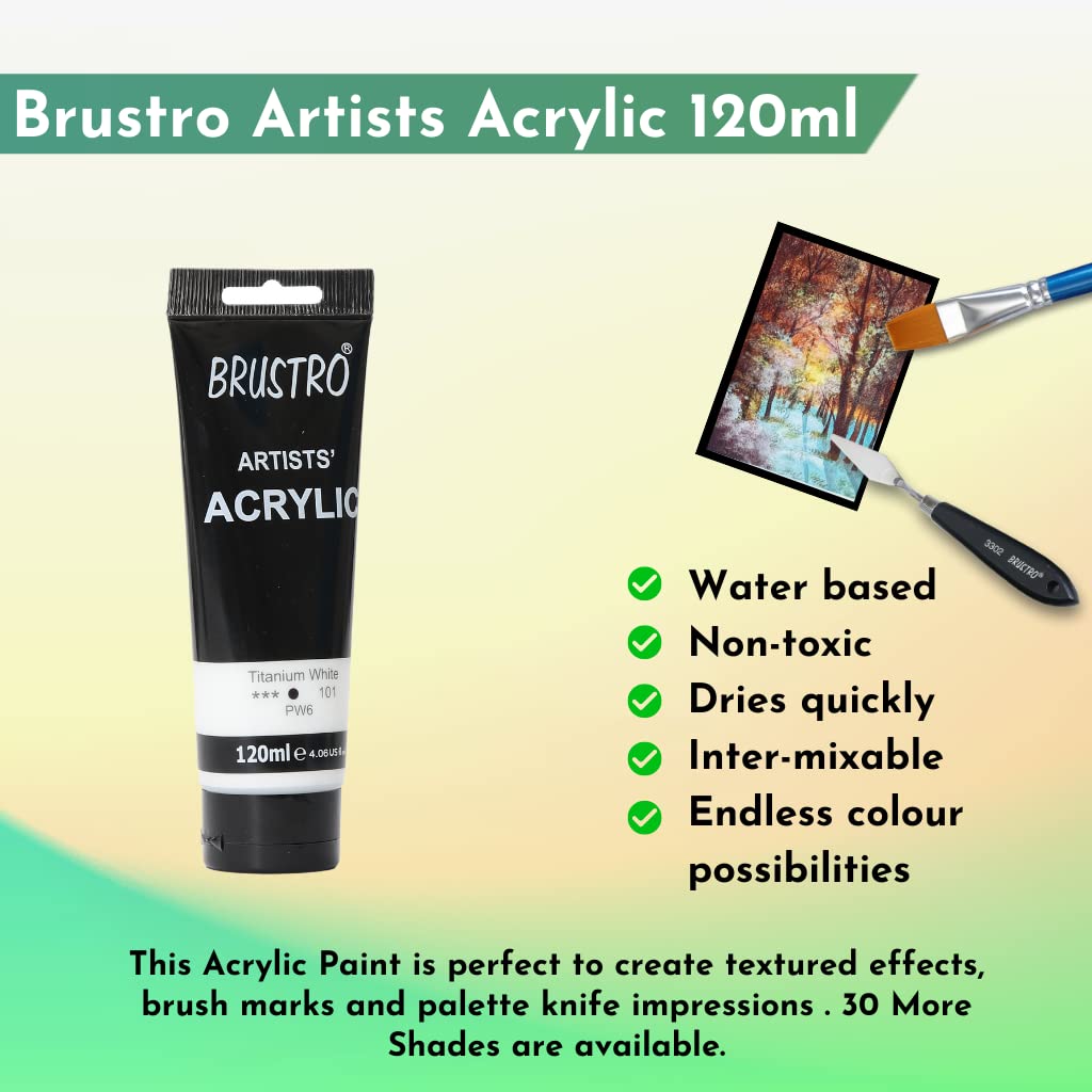 Brustro Artists Acrylic Tube Titanium White 120ml by Gifthubmart