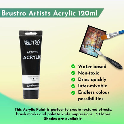 Brustro Artists Acrylic Tube Titanium White 120ml by Gifthubmart