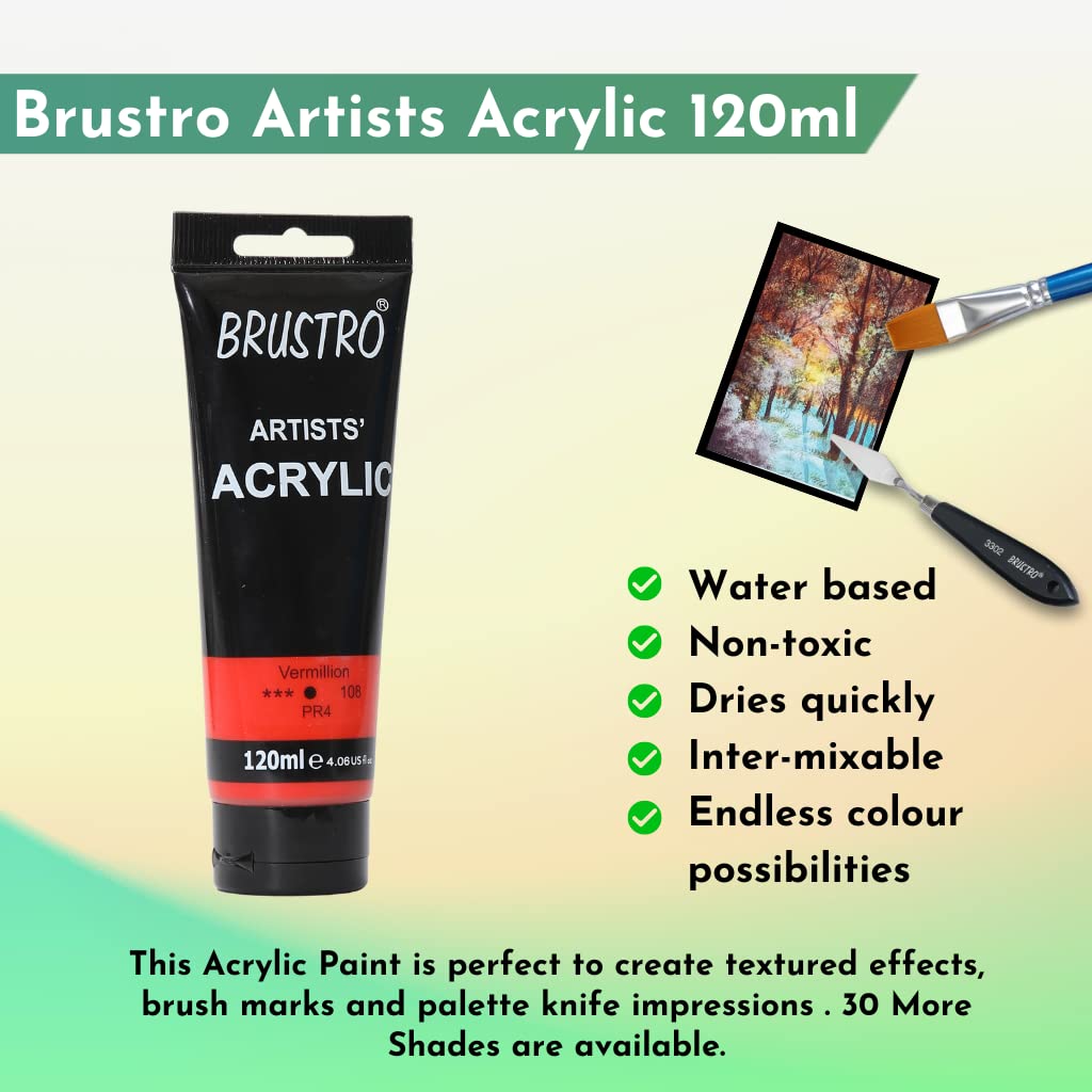 Brustro Artists Acrylic Tube Vermillion 120ml by Gifthubmart
