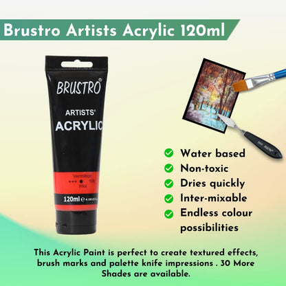 Brustro Artists Acrylic Tube Vermillion 120ml by Gifthubmart