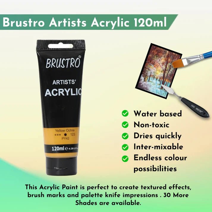 Brustro Artists Acrylic Tube Yellow Ochre 120ml by Gifthubmart