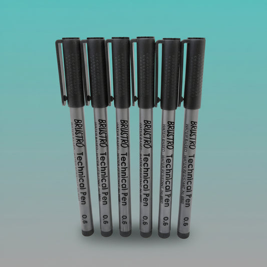 Brustro Technical Pen Pack of 6 (Black) by Gifthubmart