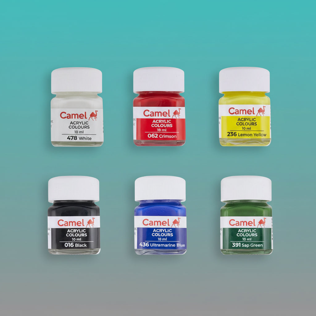 Camel Acrylic Colours 6 Shades by Gift Hub Mart