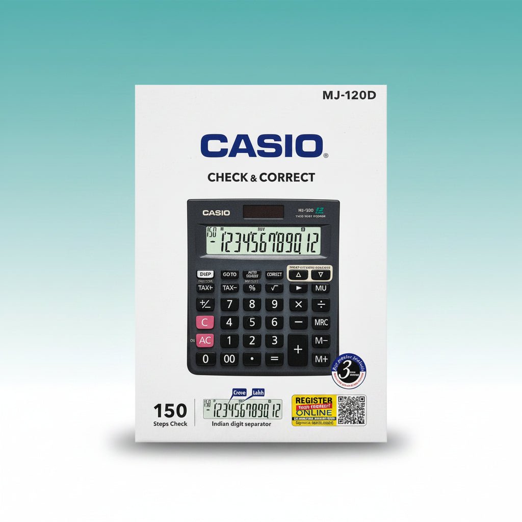 Casio Check & Correct Calculator MJ-120D by Gift Hub Mart, black calculator.