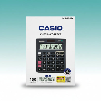 Casio Check & Correct Calculator MJ-120D by Gift Hub Mart, black calculator.