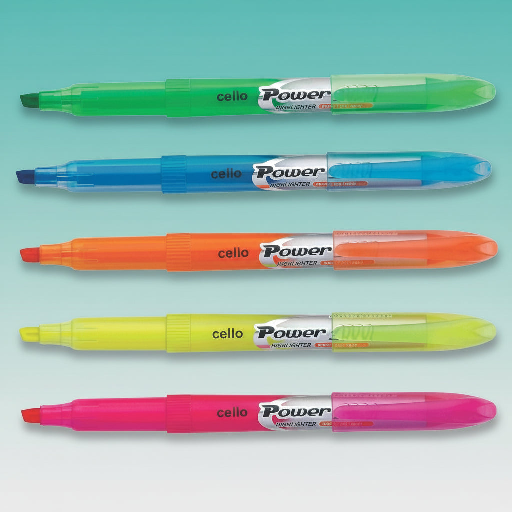 Cello Power Highlighter Set of 5 by Gifthubmart