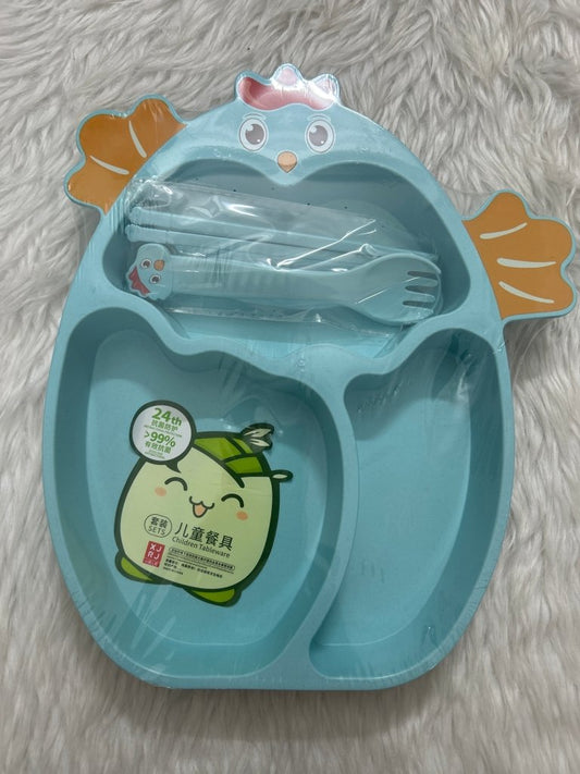 Chicken Plate Set With Fork & Spoon by Gift Hub Mart