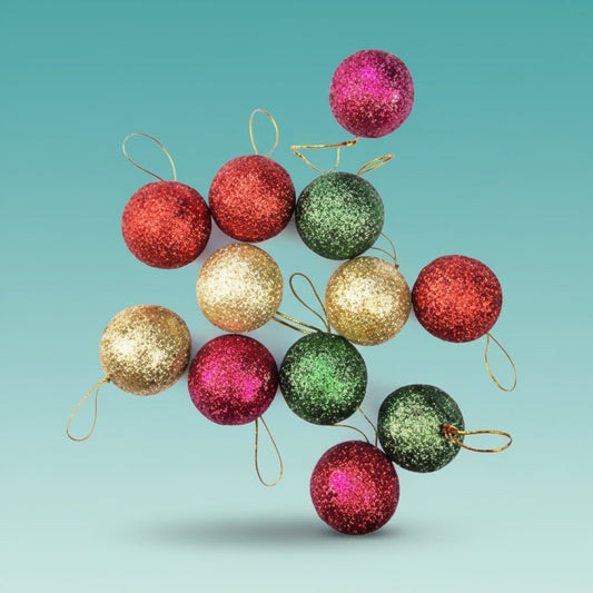 Gifthubmart Christmas Glitter Decorative Balls Medium - assorted glittery colors for party celebrations