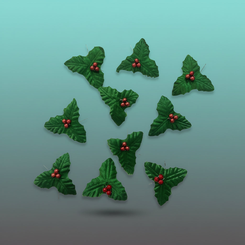Christmas Leaves - Green With Red Balls by Gifthubmart