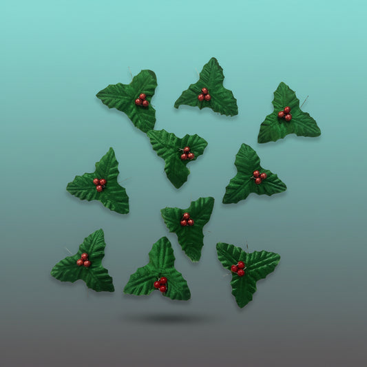 Christmas Leaves - Green With Red Balls by Gifthubmart
