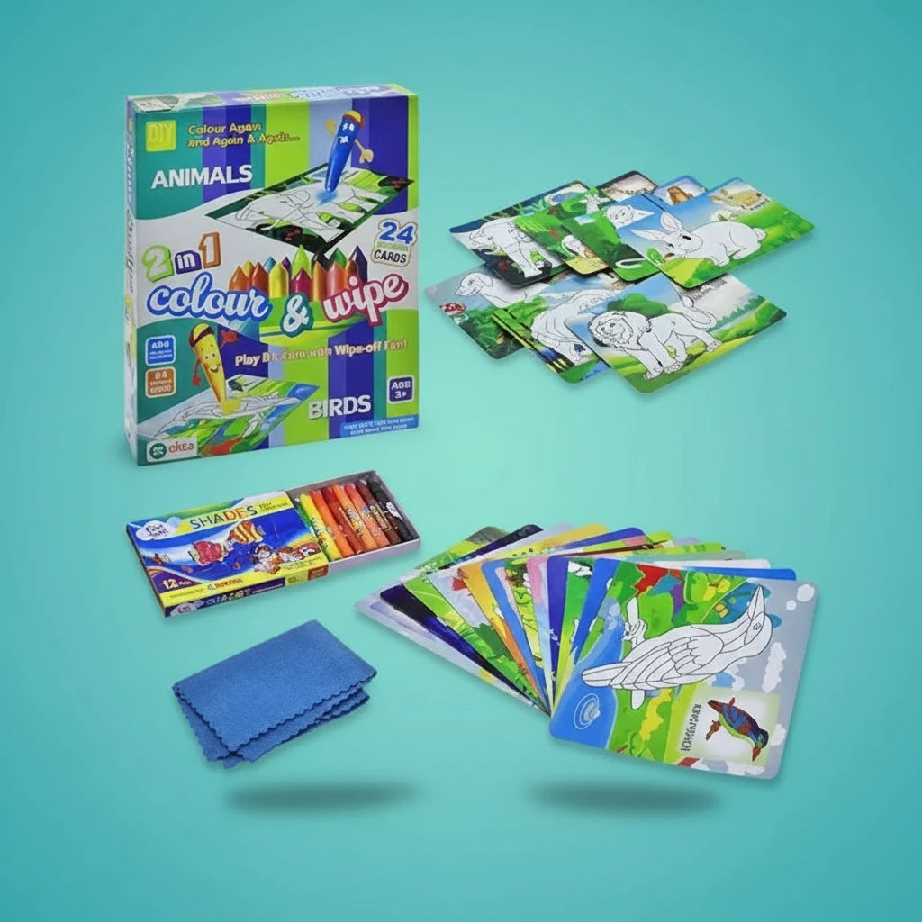 Colour & Wipe Animals Ekta by Gift Hub Mart