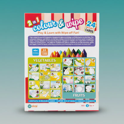 Colour & Wipe Vegetables Ekta 3+ by Gift Hub Mart