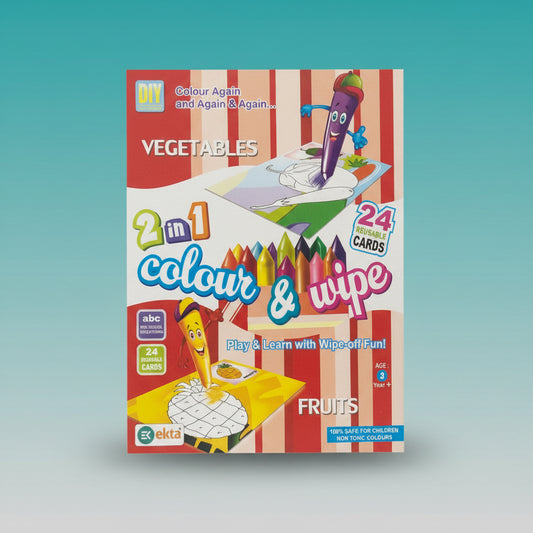 Colour & Wipe Vegetables Ekta 3+ by Gift Hub Mart
