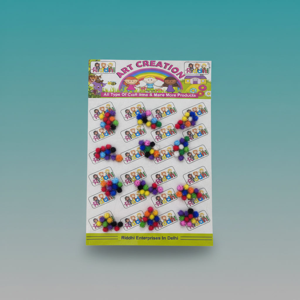 Craft Mini Glitter Pom Pom Set Of 10 by Gift Hub Mart
