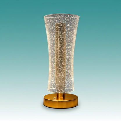 Creatice Table Lamp by Gift Hub Mart, tall speckled glass with warm glow and gold base