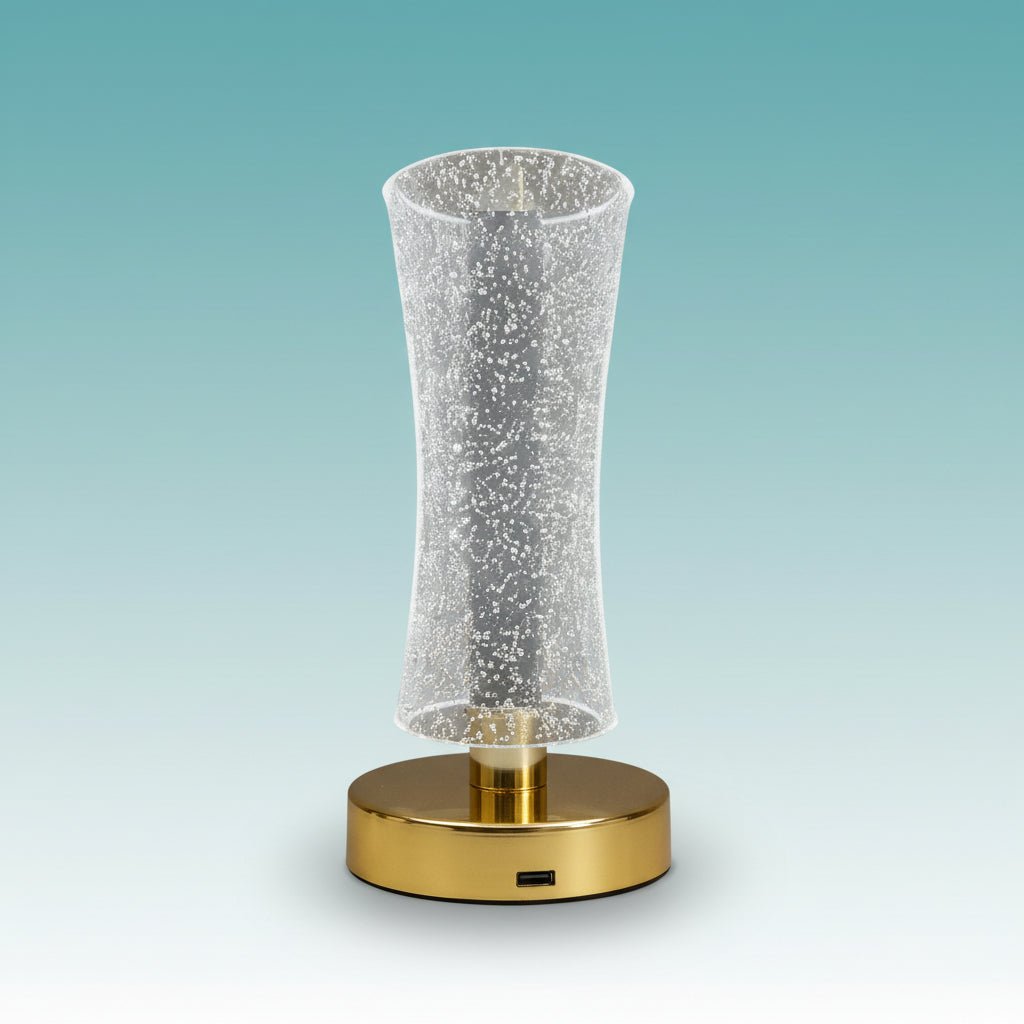 Creatice Table Lamp by Gift Hub Mart with speckled glass shade and brass base