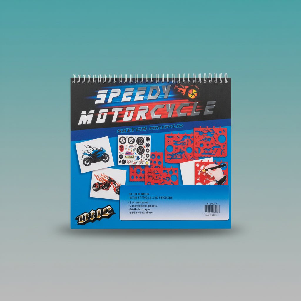 Creativity Book With Stickers & Stencils- Speedy Motor Cycle by Gift Hub Mart