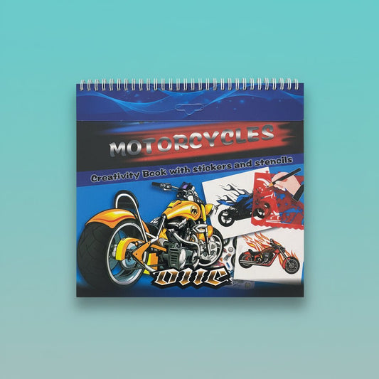 Creativity Book With Stickers & Stencils- Speedy Motor Cycle by Gift Hub Mart