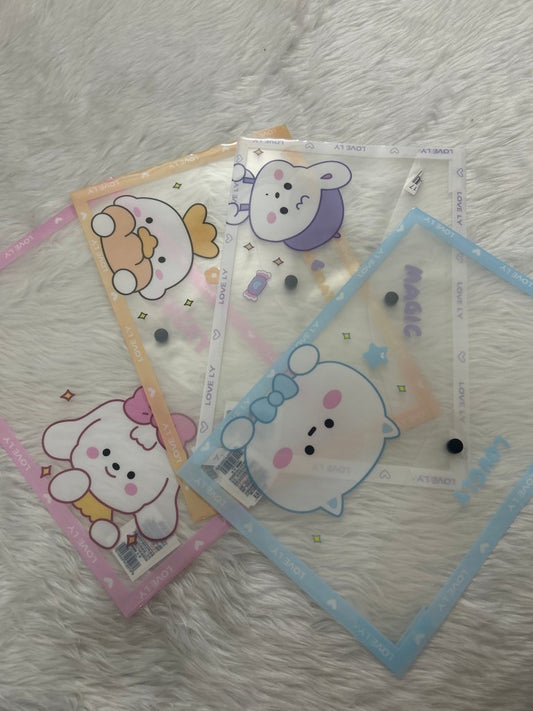 Cute Printed Transparent Button Folder for Children by Gifthubmart