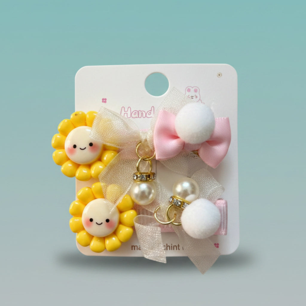 Daisy Bow Hair Clip Set Of 2 by Gift Hub Mart