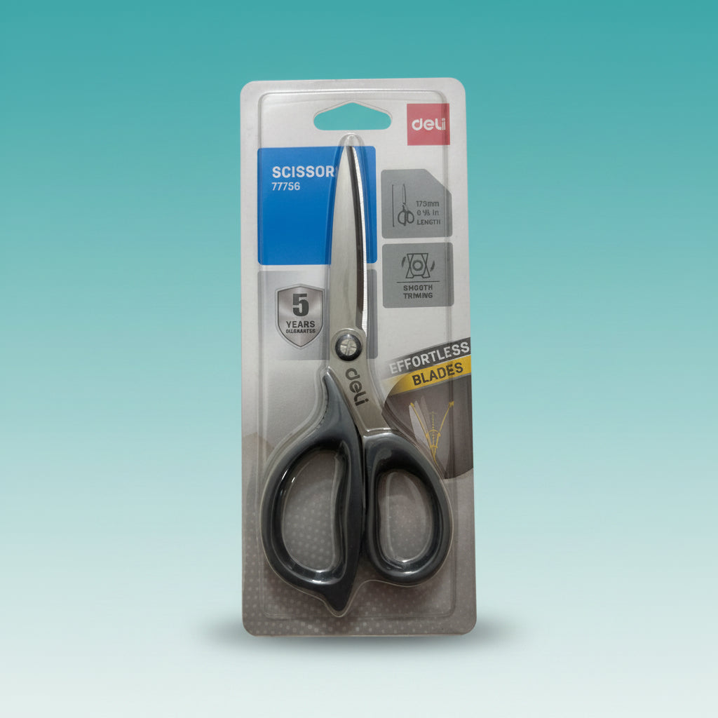 Deli Scissors 77756 175mm 6'4/5" Length (black) by Gifthubmart