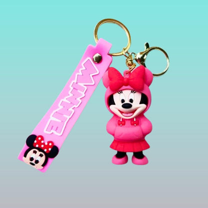 Disney Characters 3D Rubber Keychain with Wristband by Gifthubmart