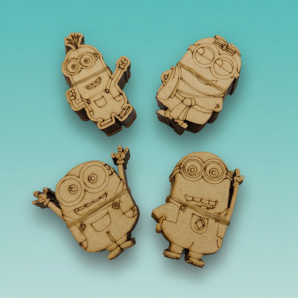DIY Pre-Marked MDF Cutout- Minion Fridge Magnet (Set Of 4) by Gift Hub Mart