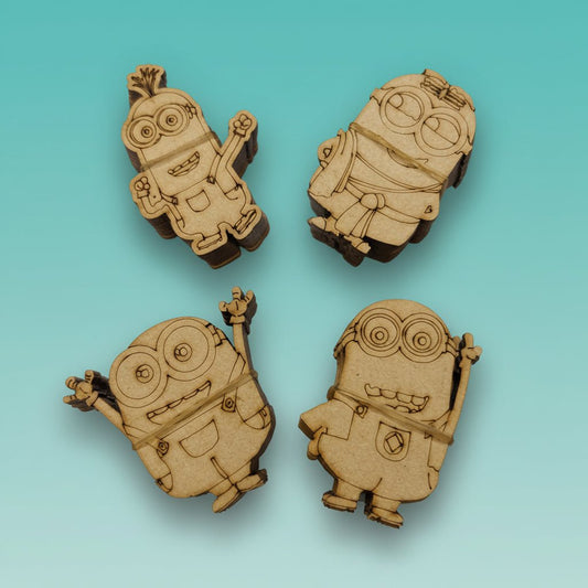 DIY Pre-Marked MDF Cutout- Minion Fridge Magnet (Set Of 4) by Gift Hub Mart