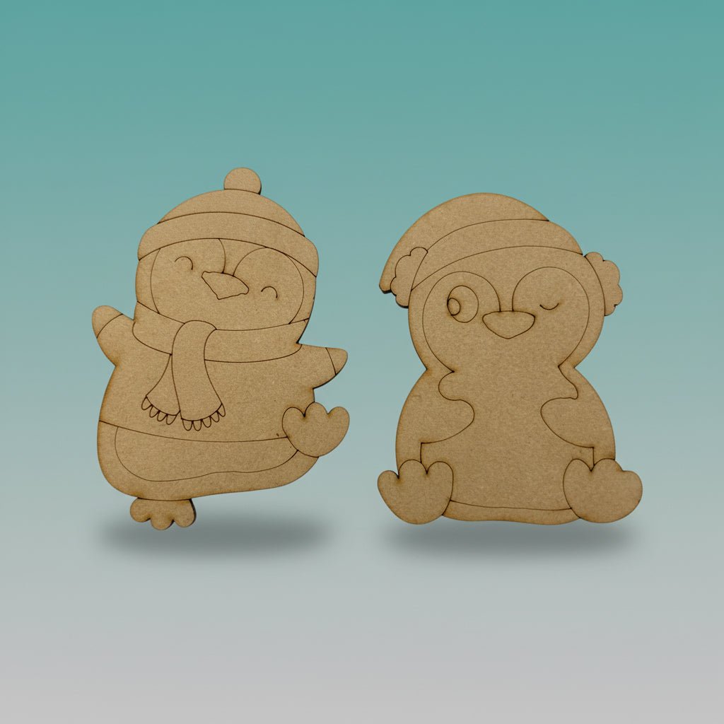 DIY Pre-Marked MDF Cutout- Penguin Fridge Magnet (Set Of 2) by Gift Hub Mart