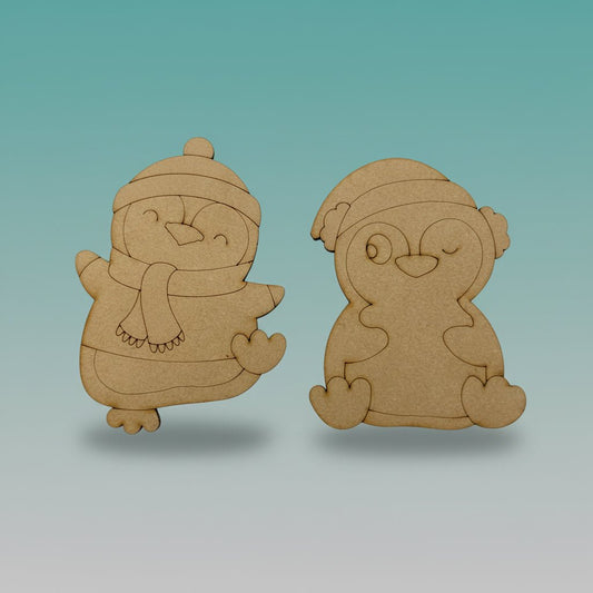 DIY Pre-Marked MDF Cutout- Penguin Fridge Magnet (Set Of 2) by Gift Hub Mart